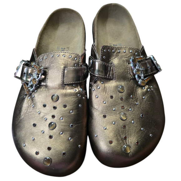 Birkenstock Betula Boston Bronze Buckle Mules Clogs Rhinestones Size 6 - Picture 2 of 9